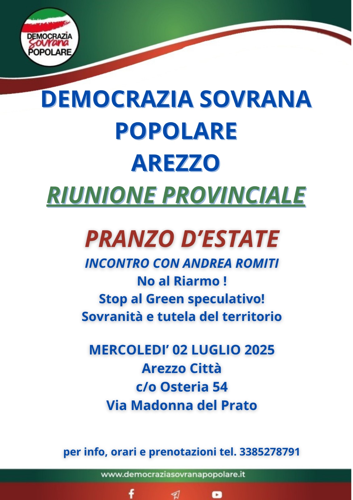 Riunione Provinciale Arezzo con iscritti e simpatizzanti